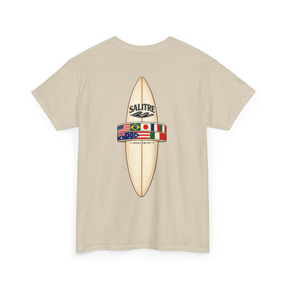 Surfboard Flag Graphic Tee — Salitre Logo Beach T-Shirt