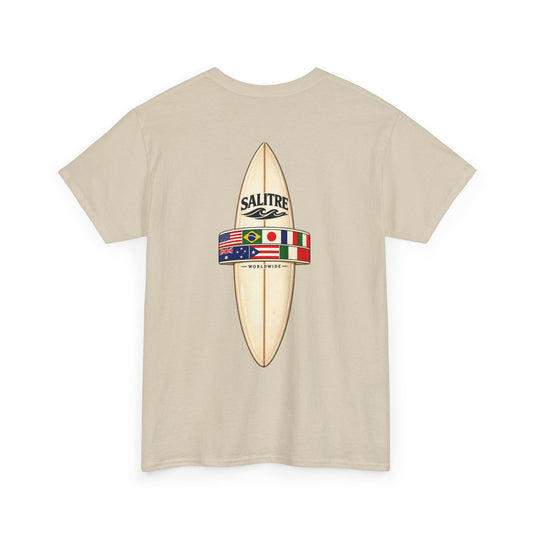 Surfboard Flag Graphic Tee — Salitre Logo Beach T-Shirt