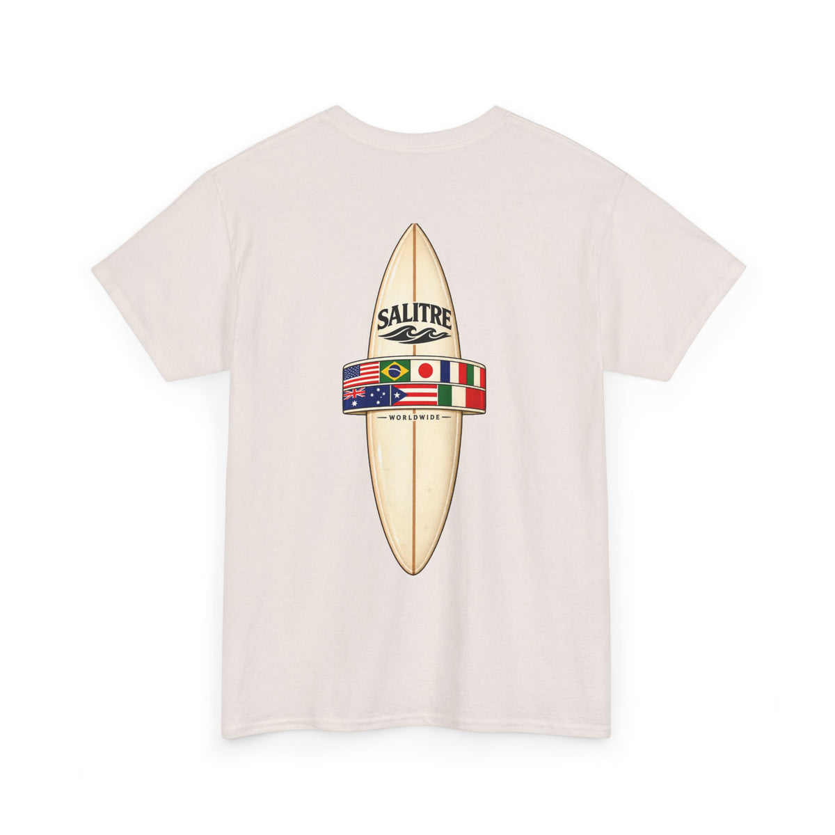 Surfboard Flag Graphic Tee — Salitre Logo Beach T-Shirt