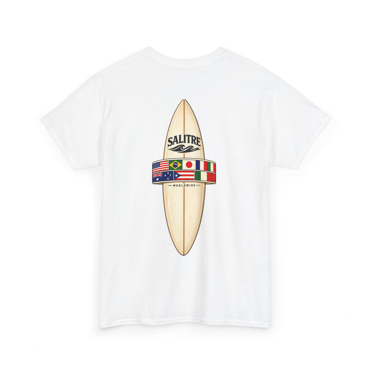 Surfboard Flag Graphic Tee — Salitre Logo Beach T-Shirt