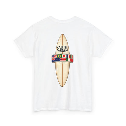 Surfboard Flag Graphic Tee — Salitre Logo Beach T-Shirt