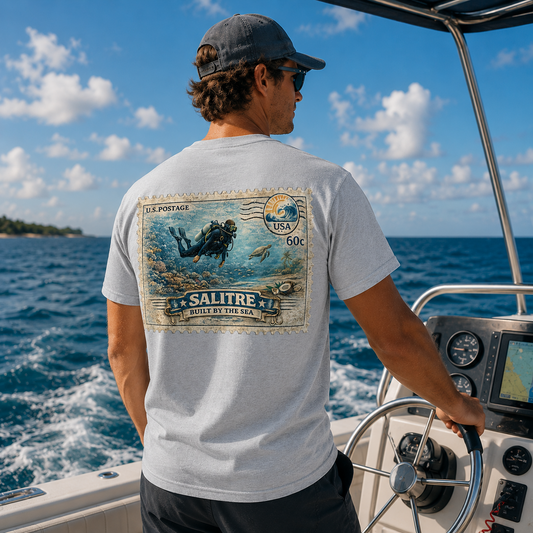 Salitre Dive Stamp Front Logo Tee – Ice Grey