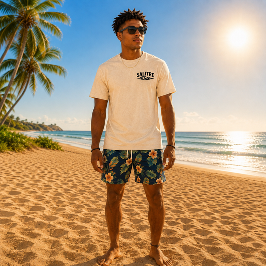 Salitre Sunset Logo Tee — Retro Beach Graphic T-Shirt